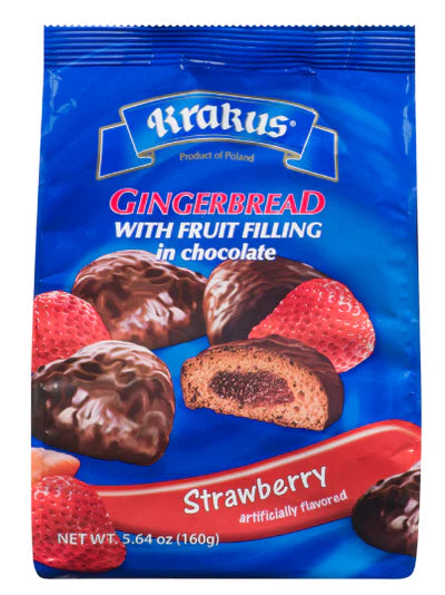 Krakus Gingerbread w/ Strawberry Filling in Chocolate, 160g