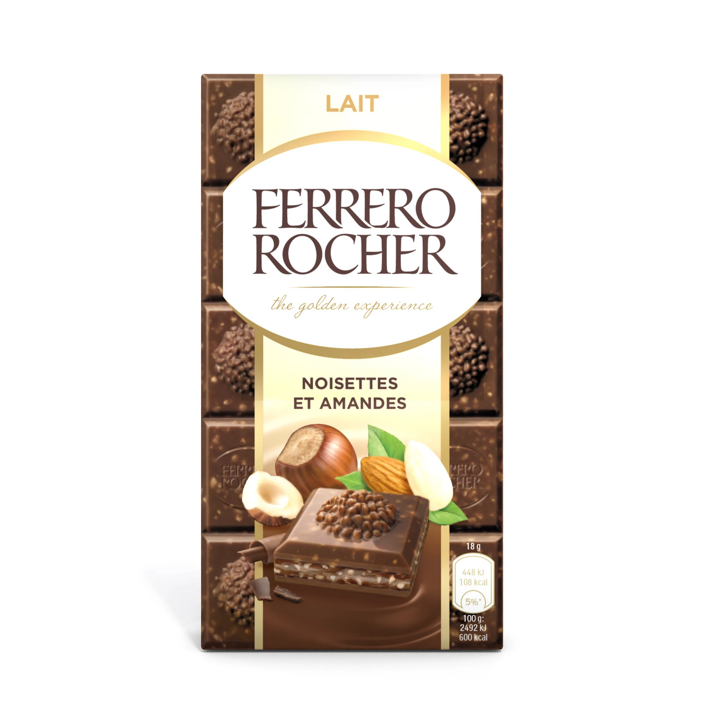 Ferrero Rocher Milk Chocolate Bar with Almonds, 100g