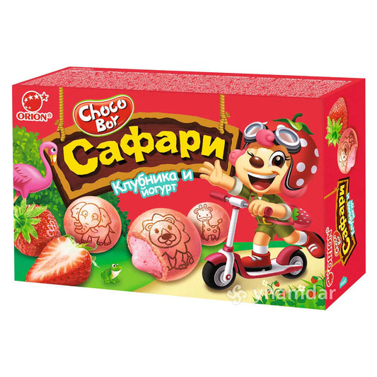 Safari Strawberry & Yogurt Filled Cookies, 100g