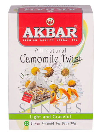 box of Akbar Camomile Twist Herbal Infusion, 20TB