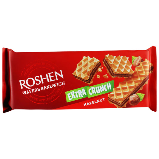 Roshen Extra Crunchy Hazelnut Wafers Sandwich, 142g Pack