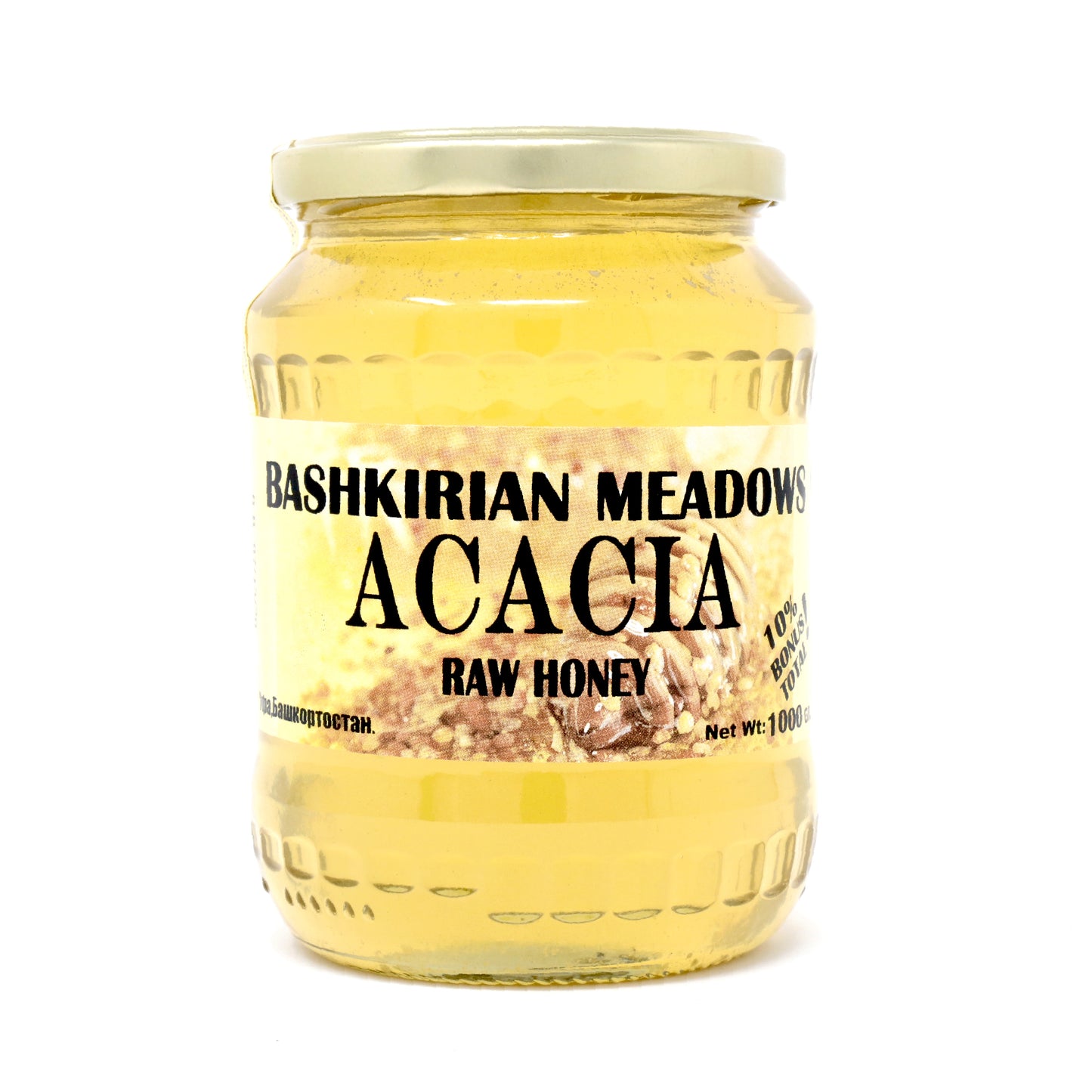 jar of Goshen Bashkirian Meadows Acacia Raw Honey, 908g