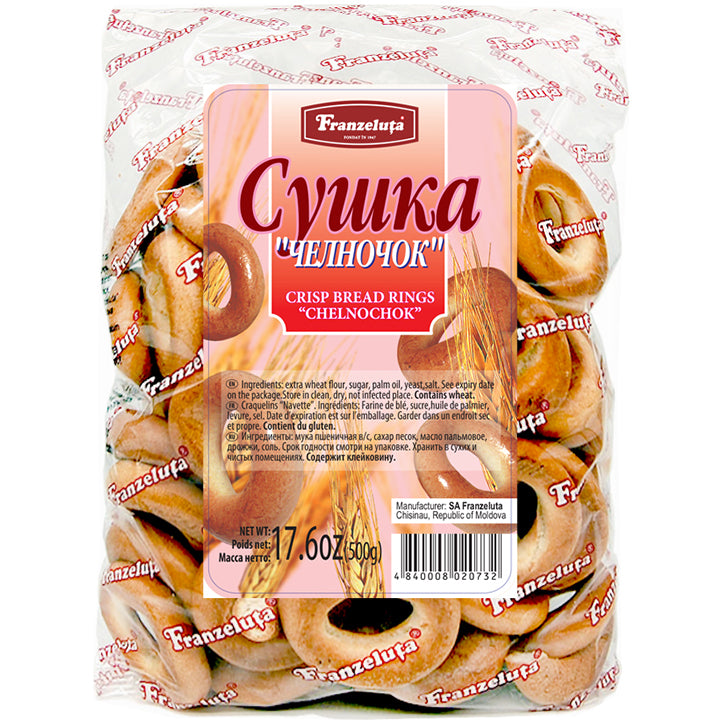 pack of Franzeluta Crisp Bread Rings "Chelnochok", 500g