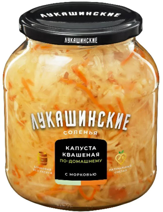 jar of Lukashinskie Salted Cabbage w/ Carrot, 670g